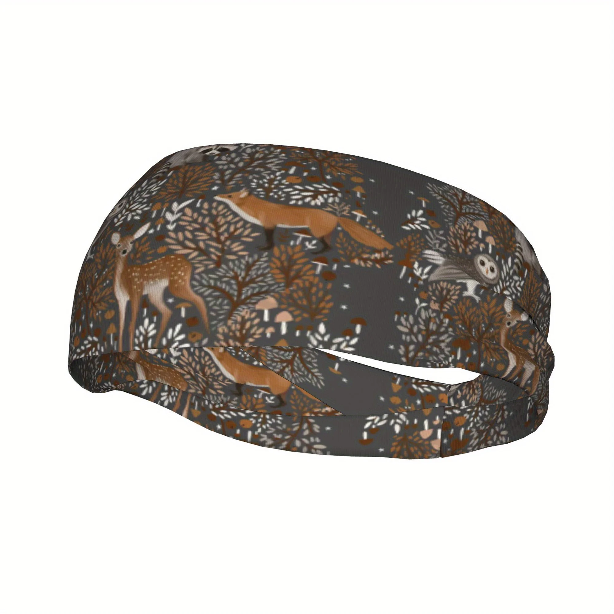 

Гигроскопичная спортивная повязка на голову с изображением лисы и оленя, аксессуар для волос, головной убор для тренировок, повязка на голову в природном стиле