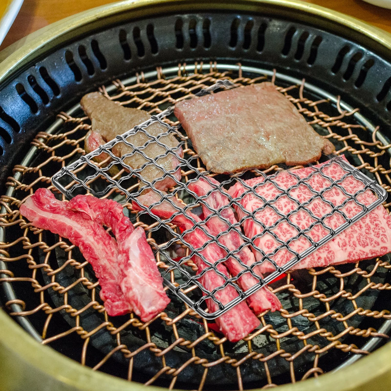 

Сетка для гриля из нержавеющей стали, устойчивая к высоким температурам, профессиональная сетка для барбекю, многофункциональная сетка для выпечки для кемпинга и пикников