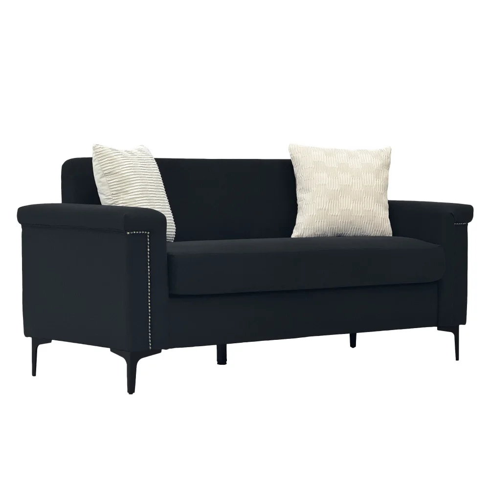 PINGGO 2-Sitzer-Sofa im nordischen Stil, feiner Leinenstoff, Massivholzrahmen, stabile Eisenbeine, 174 x 72 x 82 cm, Wohnzimmermöbel – Detail 17
