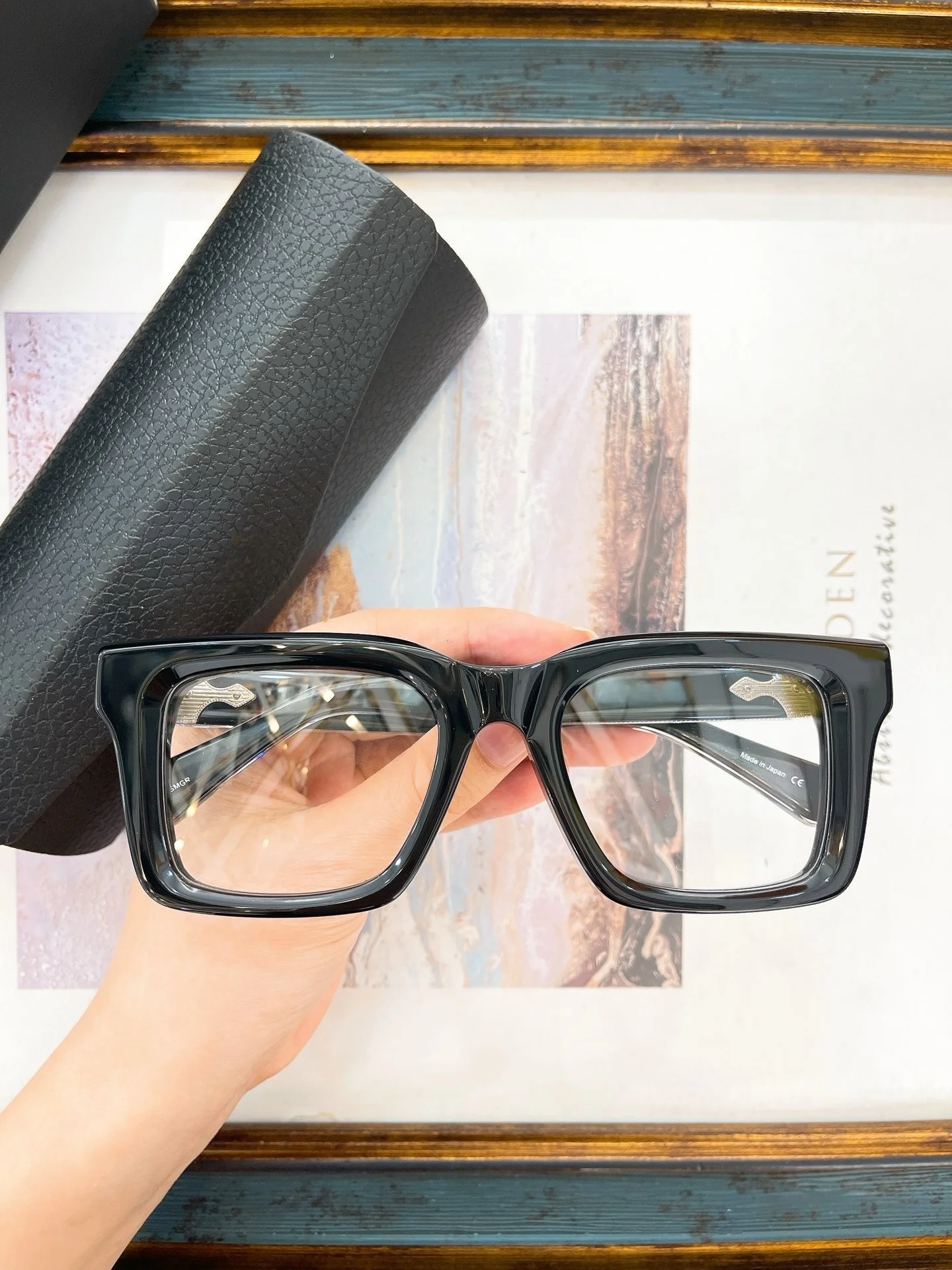 Belight Optical Japan Design Big Square Ultra spesso fatto a mano Italia Acetato Vintage Retro Occhiali da vista in acetato M1033