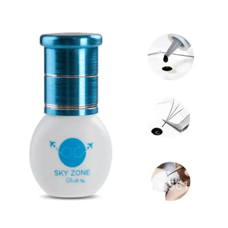 2 ขวด Sky Zone กาว South Korea เร็วที่สุดที่แข็งแกร่งที่สุด False Eyelash Extension อุปกรณ์กาว 5ml สีดําแต่งหน้าเครื่องมือกาว LAVA