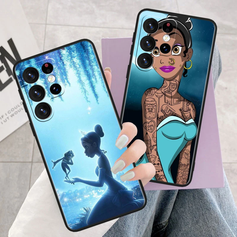 Disney Tiana Princess Phone Case For Samsung Galaxy S23 S22 S21 Ultra S20 FE S10 S10e S9 S8 Plus Lite Black Soft Cover