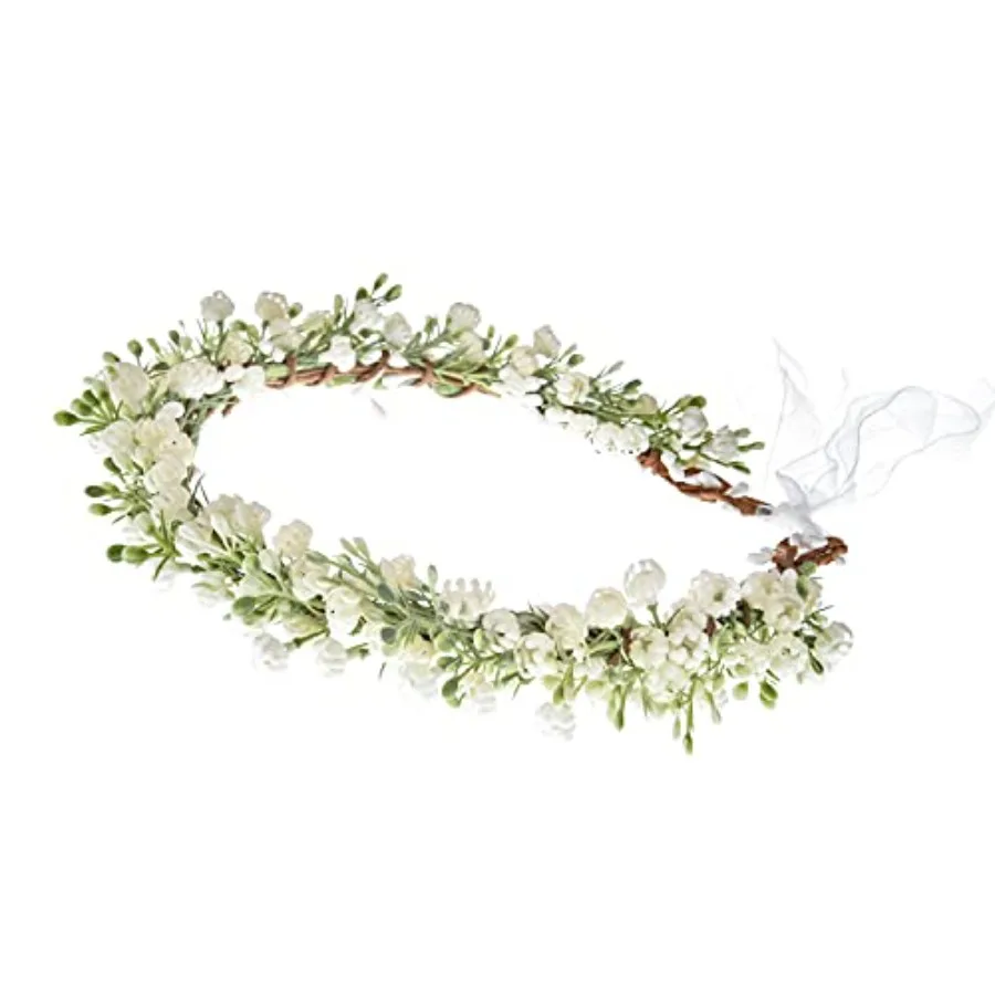 

Artificial Baby Breath Green Headpiece Bridal Flower Crown Eucalyptus Halo Wedding Leaf Floral Crown Headband Photo Prop 01 Whi