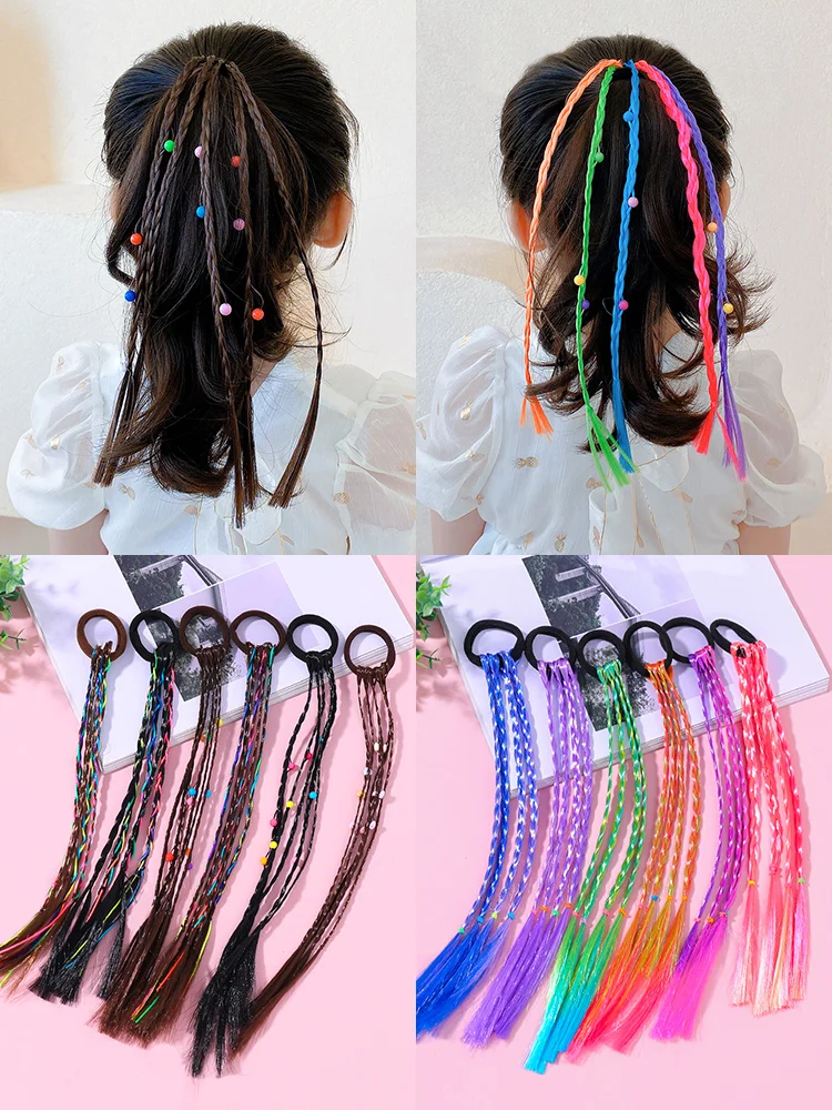 Girls Wig Braides Elastic Hair Rope Rubber Braides Hair Accessories Wig Ponytail Hair Ring Kids Twist Braid Rope Hair Braider