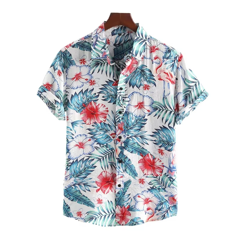 3D Print Leopard Flower Leaf Hawaiian Shirts For Men Plants Animals Patterns Blouse Summer Short Sleeves Tops Loose Aloha Shirts