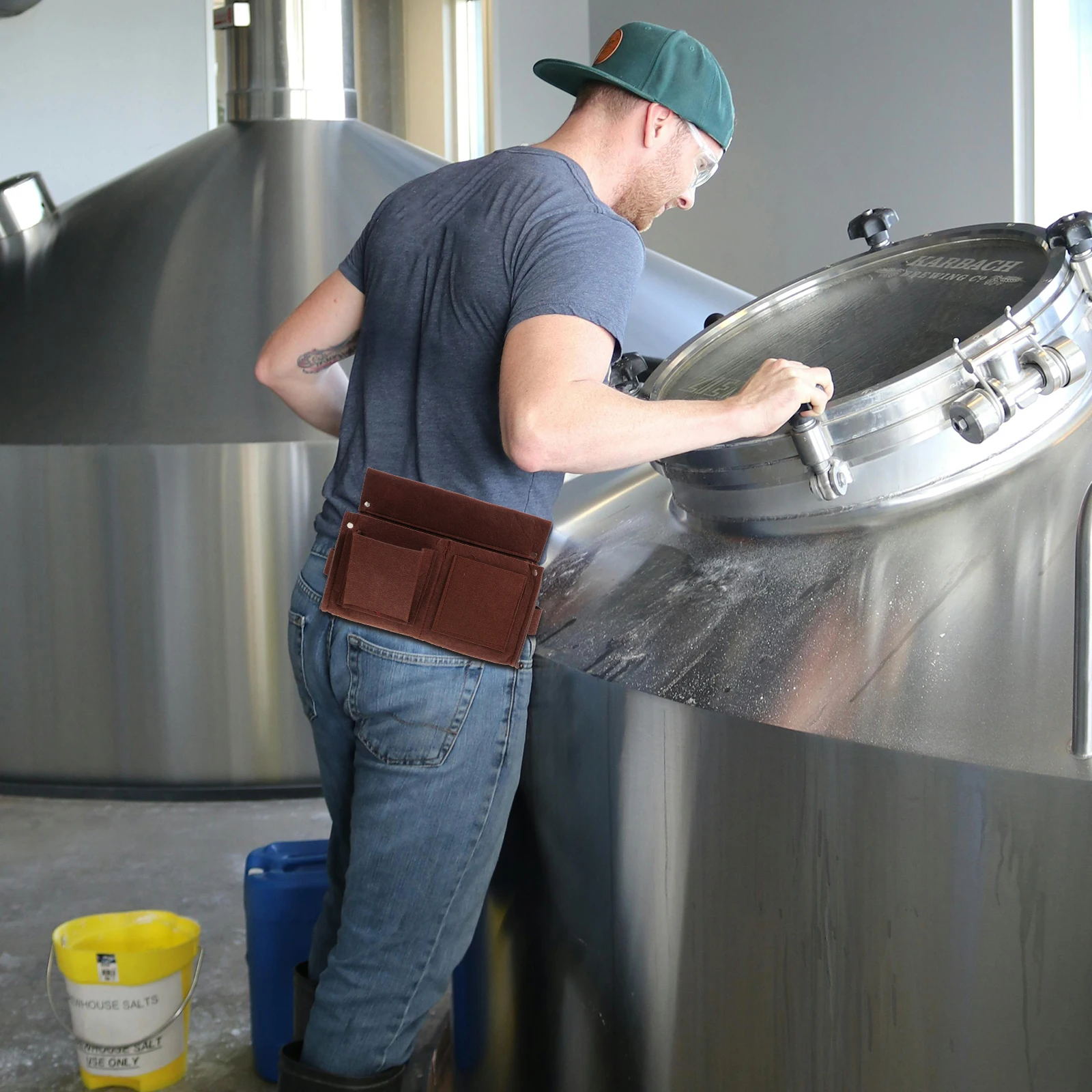 

Tool Belt Carpenter Thickened Tool Belt Pouch Large Capacity Wear Resistant Adjustable Buckle for Construction