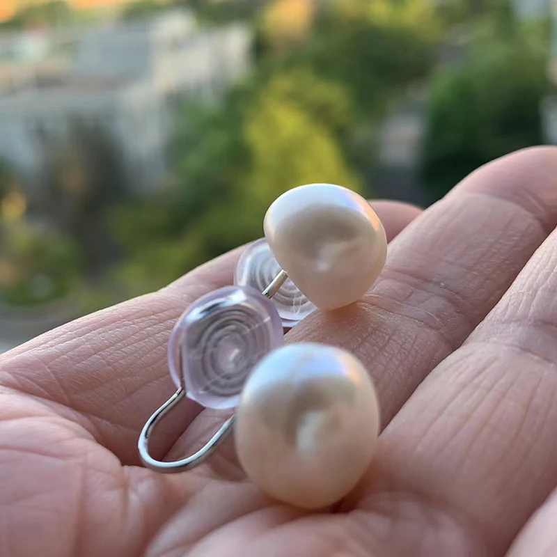 GRACE JUN 12MM Freshwater Pearls Stud Clip on Earrings No Pierced Cuff Earring Mosquito Coil Fake Piercing Ear Clip New Arrival