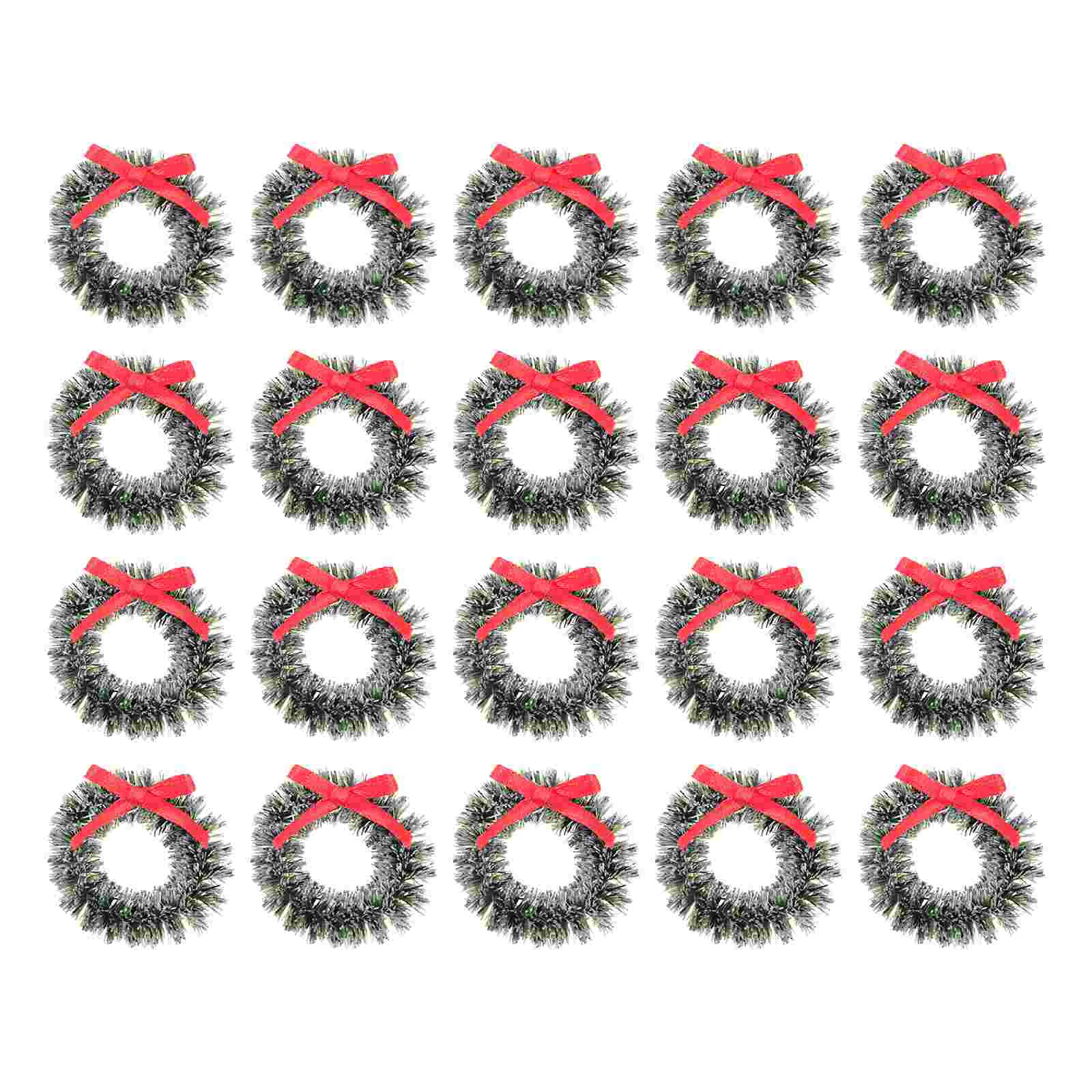 

20 Pcs Christmas Wreath Mini Garland Decoration Miniature Green Toy Room Artificial House Ornament Iron Simulation Father Tree