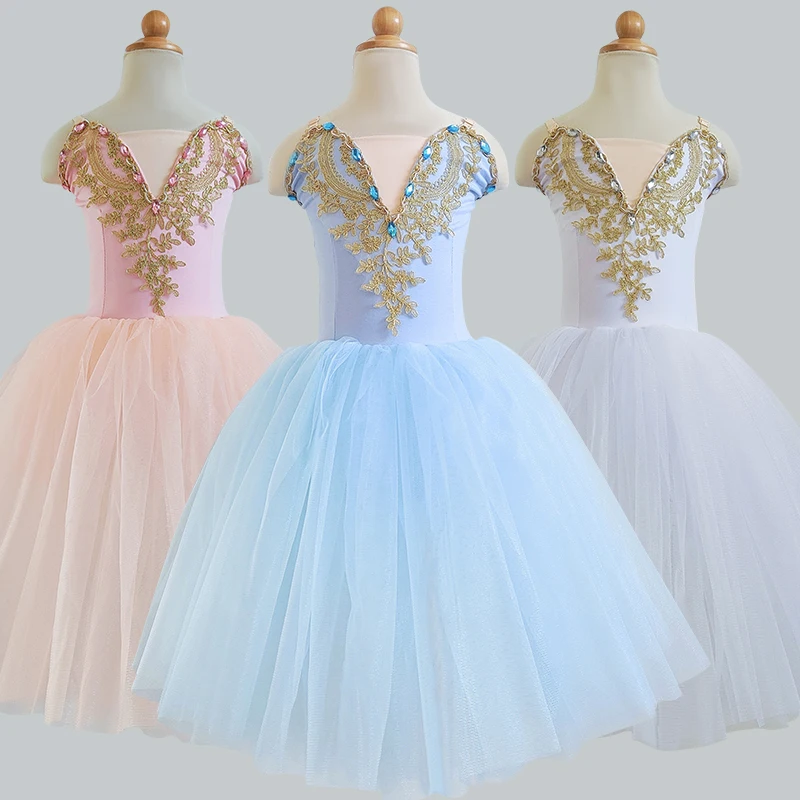 Ballet Tutu Skirt Girls Professional Romantic Tutu Modern Dance Long Skirt Swan Lake Ballerina Dress Ballet Dance Costumes Child