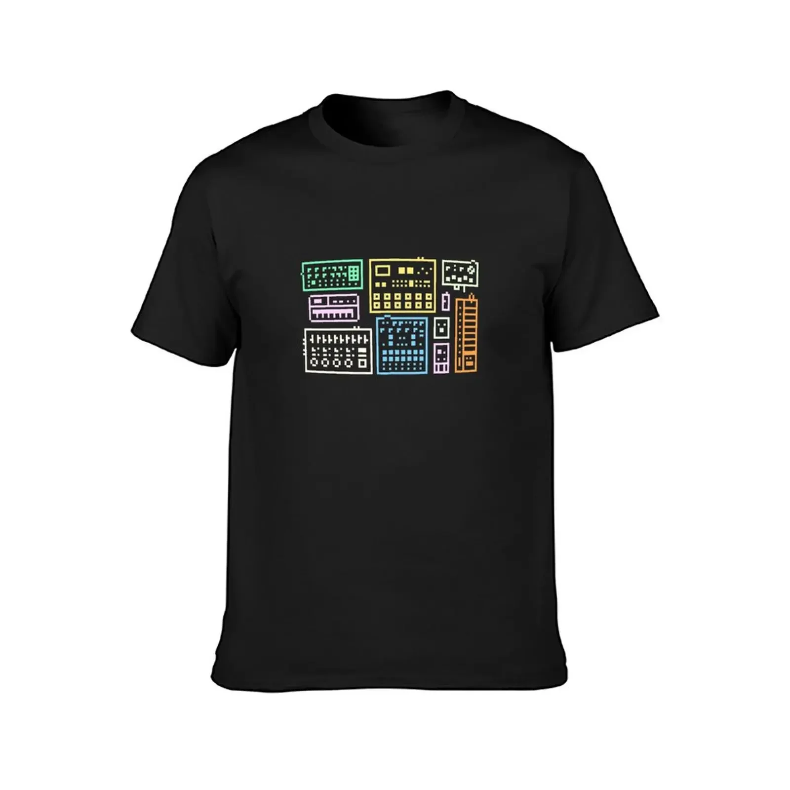 Synthesizers, keyboards, midi, electronic music tools pixel art T-Shirt blue archive man t shirt mens t shirts casual stylish