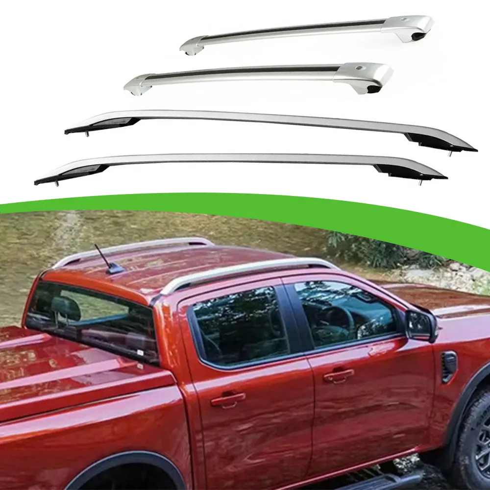 4Pcs Aluminum Roof Rail Racks Holder Cross Bar Fits For Ford Ranger T9 2023 2024