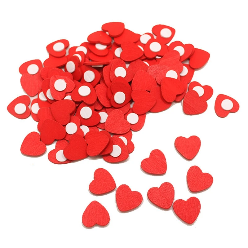 200Pcs Wooden Heart Stickers Room Decor Stickers Heart Shape Self Adhesive Stickers For Weeding Valentine's Day