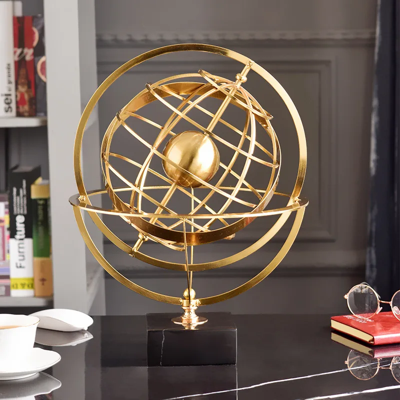 Customized cross-border light luxury globe ornament creative living room desktop metal gift gift decoration handicraft wholesale