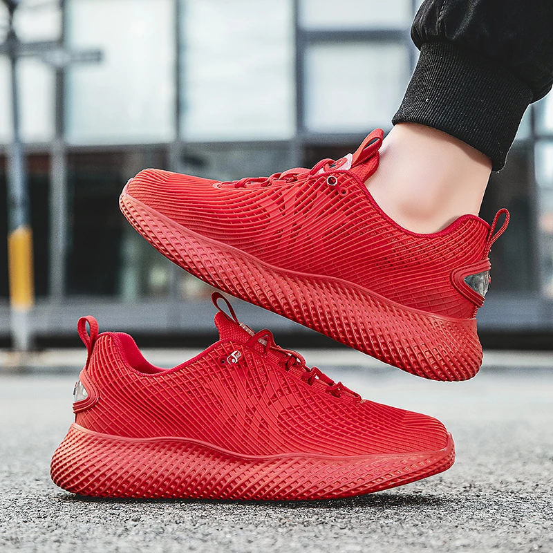 Sapatos esportivos masculinos clássicos legais de cano baixo elegantes respiráveis tênis de corrida casuais de tamanho grande