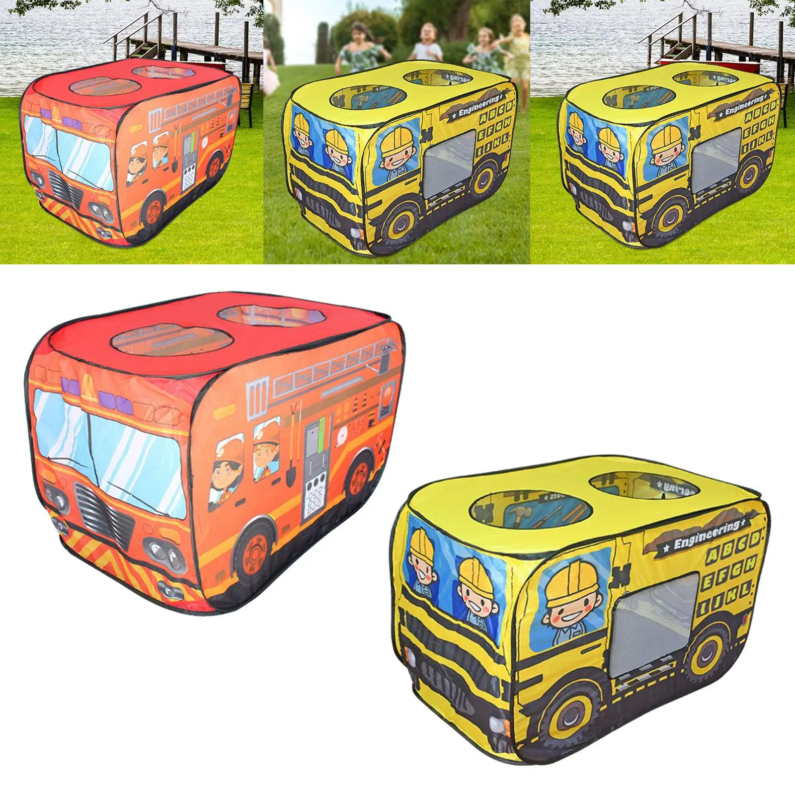 Cartoon Car Play Tent para Crianças, Jogos de castelo para crianças, Tenda divertida para interior, Quintal, Camping