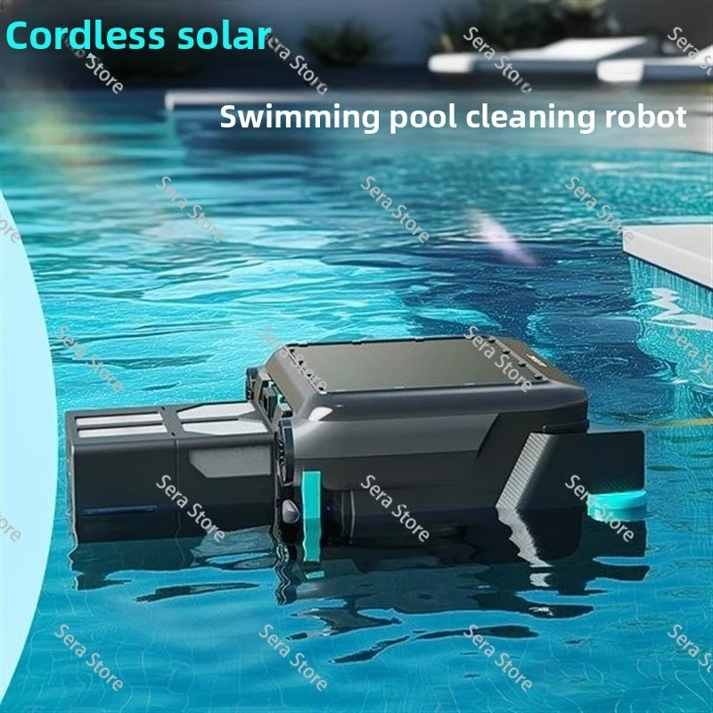 Robot Vacuum Cordless Pool Surface Cleaner with Automatic Flat Panel Suction Solar Charging Robot Cleaner