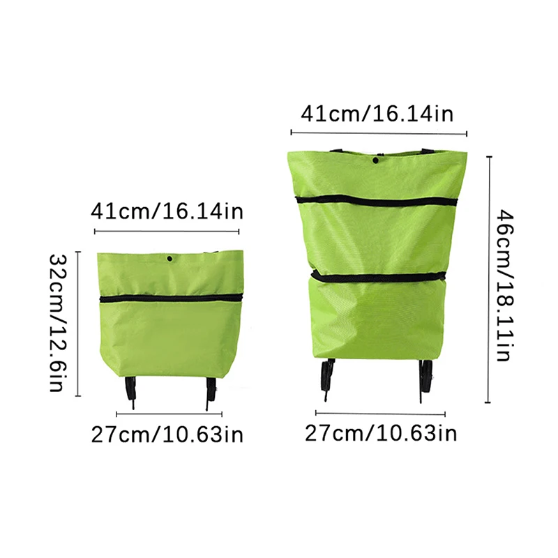 Folding Shopping Bag Portable Waterproof Tugboat Bag With Wheel Grocery Bag Large Capacity Supermarket Bag Handbag