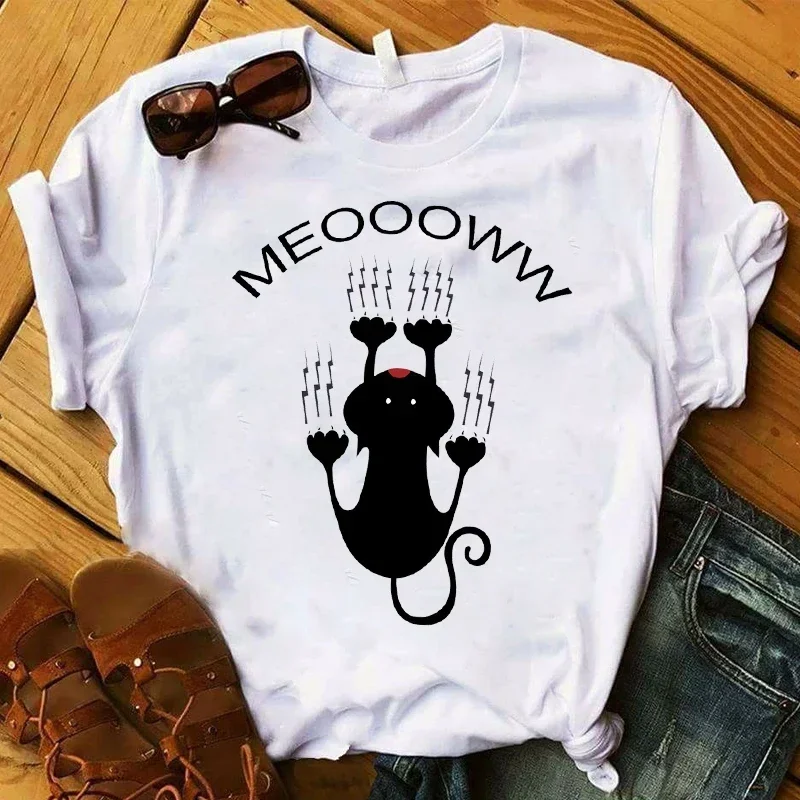 Women T Womens Graphic Mother Cat Paw Plus Size Cartoon Fashion Print Tee Shirt Ladies Top Kawaii Tshirt Female Clothes T-shirt