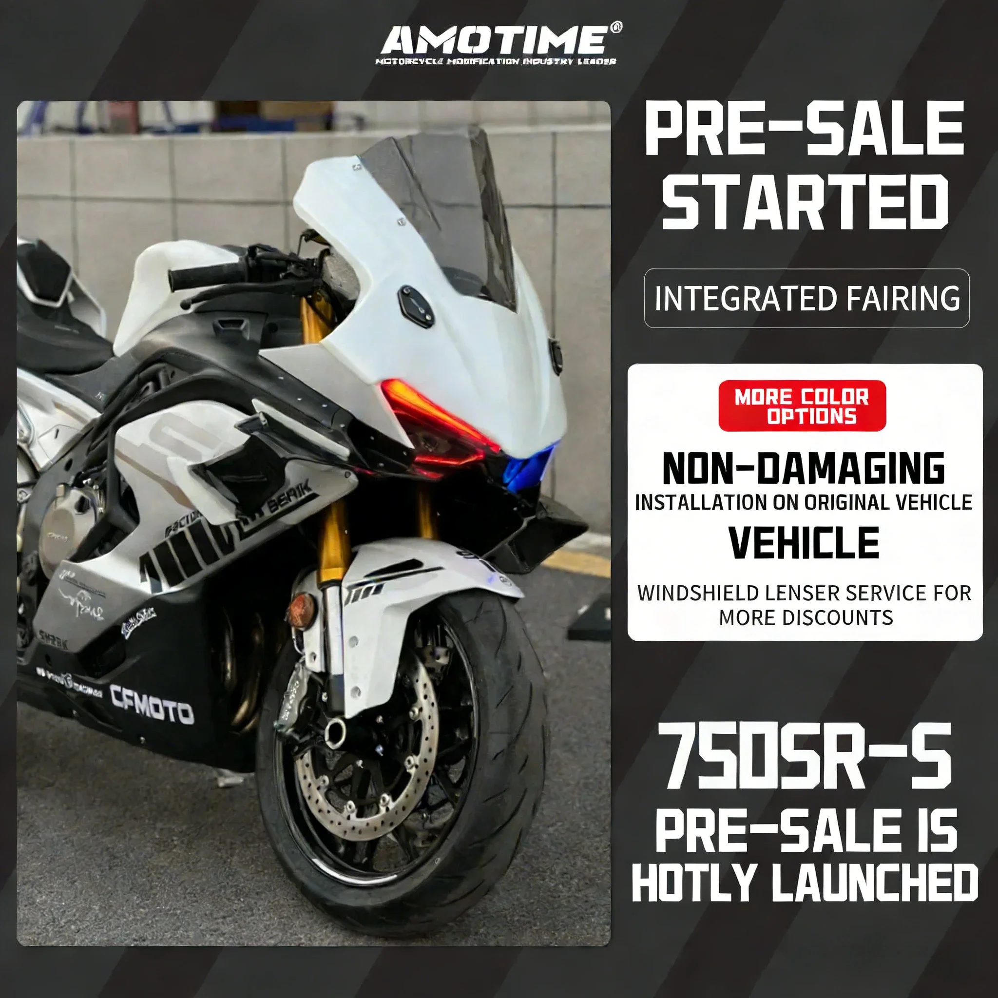 For CFMOTO 750SR integrated racing-grade windscreen, the high and wide combined windscreen accessory is provided.
