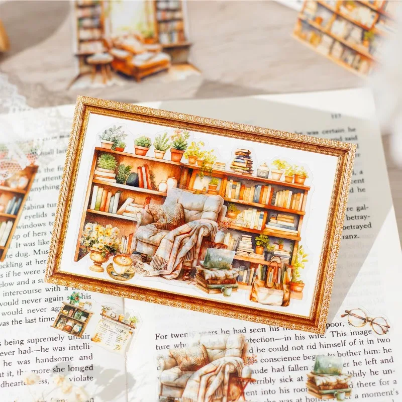 21Pcs PET Stickers Home Designer Life Daily Handbook Material Stickers Supplies Landscaping Background Scrapbook Cut 160*134mm