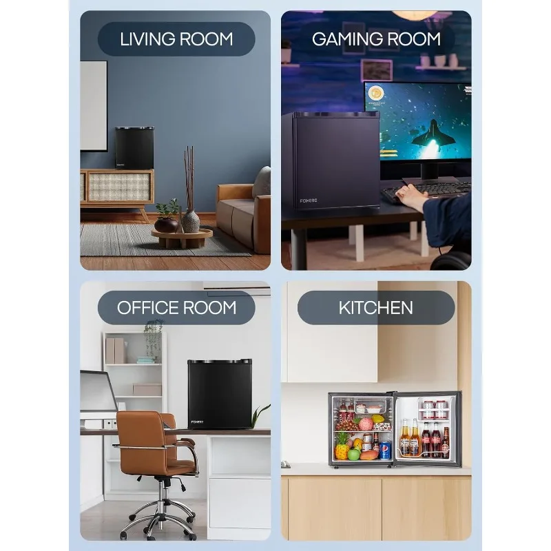 1.6 Cu.ft Mini Fridge for Bedroom with Freezer, Small Compact Single Door Refrigerator, 7-Level Adjustable Thermostat, Black