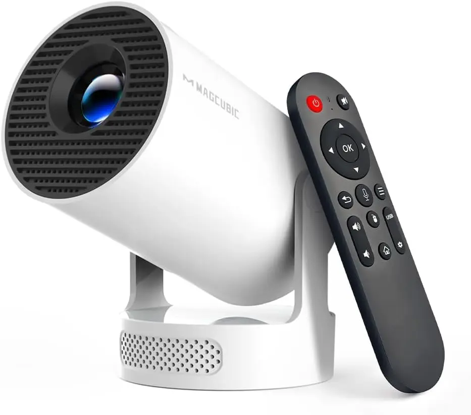 

Mini Projector with WiFi 6 and Bluetooth 5.4, 4K Support Portable Projector, 180° Rotatable, Auto Keystone for Home Outdoor