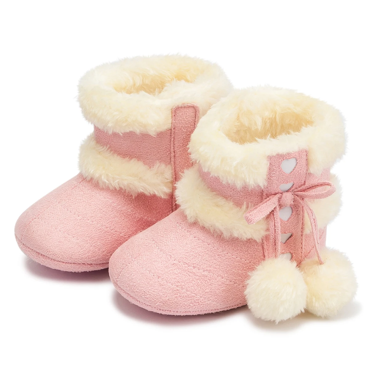 2019 Winter Snow Colors bowknot Warm Fluff Ball Indoor Soft Rubber Sole 0-2 Years Newborn Toddler Baby Shoes First Walkers Boot