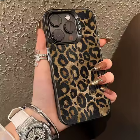 INS Brown Leopard Print Phone Case For Samsung A73 A71 A55 A54 A53 A52 A51 A50 A35 A34 A33 A25 A22 A21S 4G 5G Matte Back Cover
