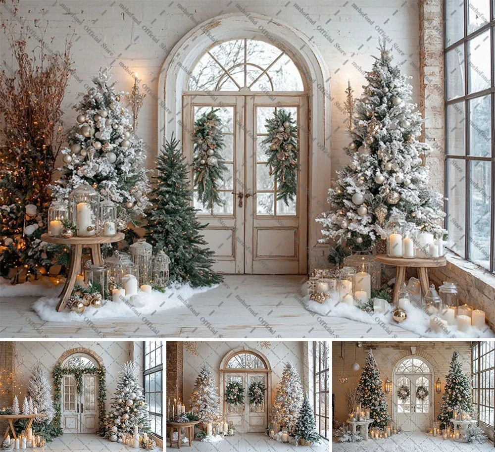 mehofond-fotografia-fundo-inverno-natal-vintage-arco-porta-arvore-de-natal-criancas-familia-retrato-decoracao-pano-de-fundo-estudio-foto