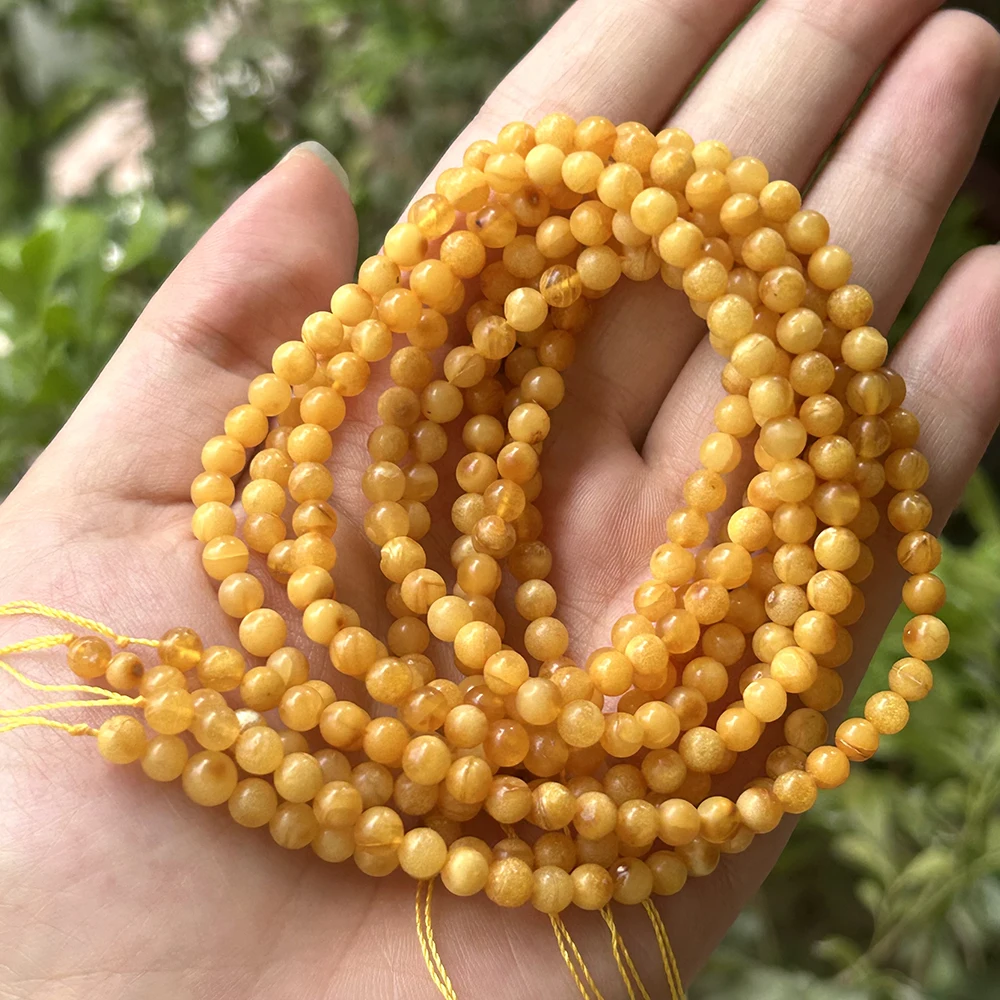 Natürliche echte baltische Blume Bernstein facettierte/runde Perlen 4-7mm, DIY Perle Pflanze Naturstein Männer Frauen Schmuck Großhandel – Detail 6
