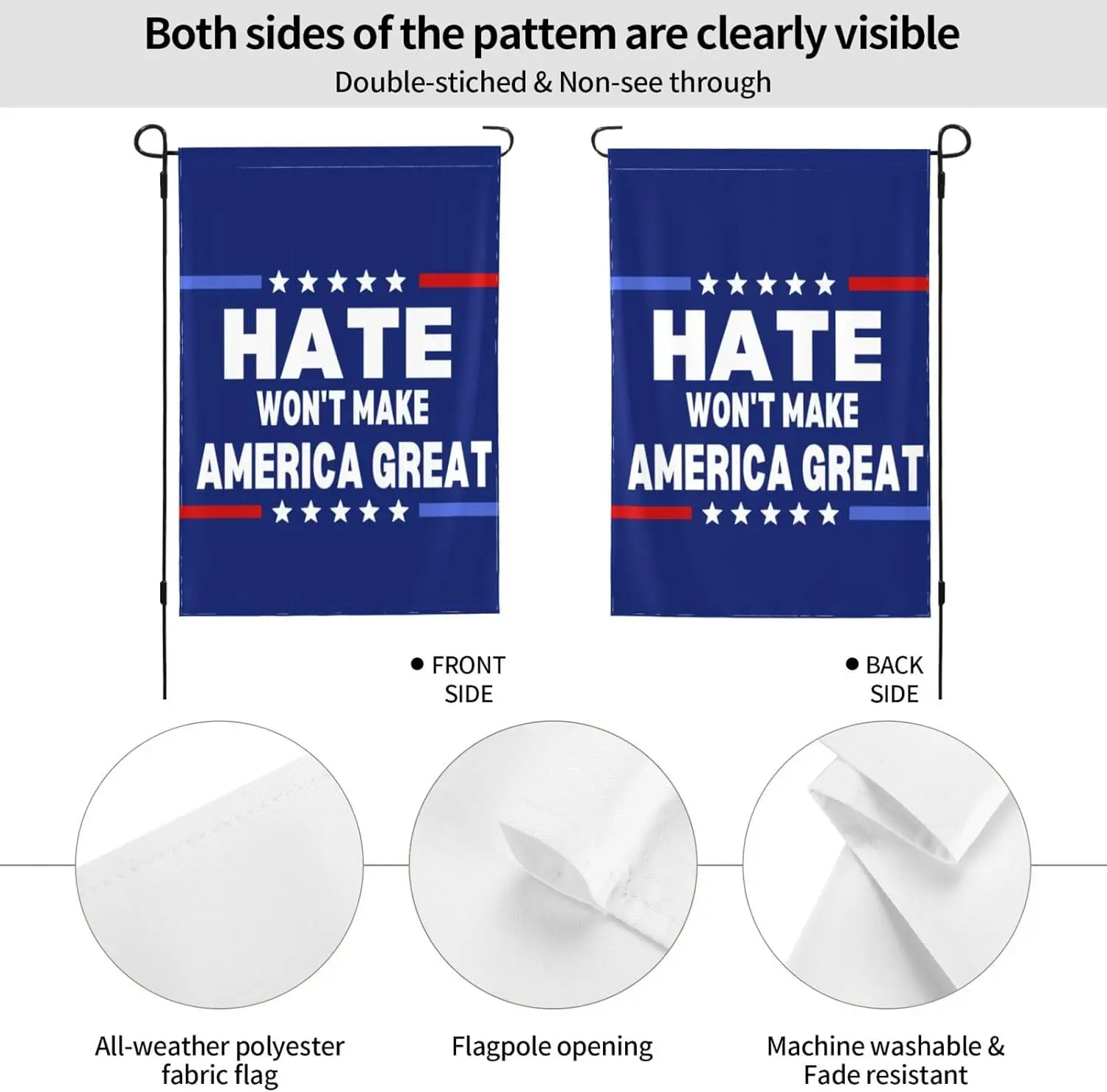 Hate Won'T Make America-Great Patriotic Flag 12x18 Yard Sign Double-Side Banner LOI zzo