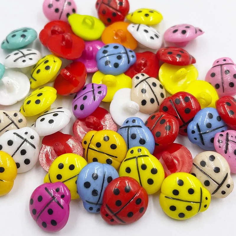 50/100PC 18mm Mix ladybug Plastic Button backholes craft PT01