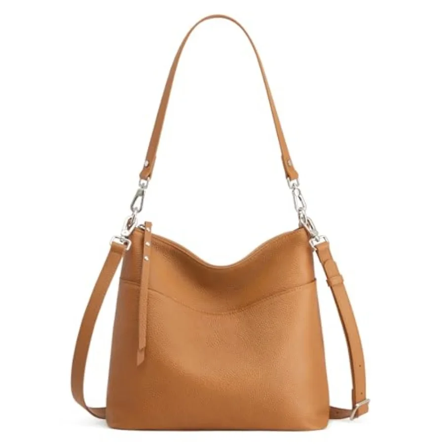 

S-ZONE Leather Tote Bag for Women Medium Crossbody Handbags Shoulder Hobo Purse with 2 Removable Straps