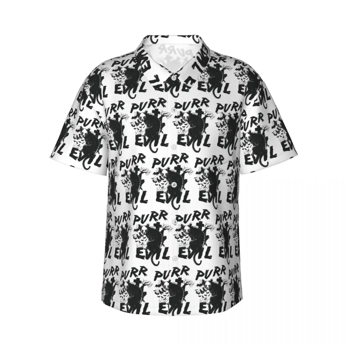 

Purr Evil Men's Shirts Hawaiian Short Sleeve Shirt Casual Button Tops for Summer Beach