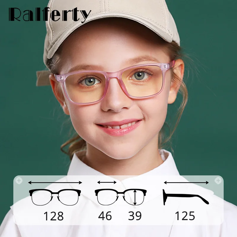 Ralferty TR90 Children's Glasses Blue Light Blocking Glasses Kids Girl Boy Eyeglass Frame Clear Lenses No Diopter Oculos M8300