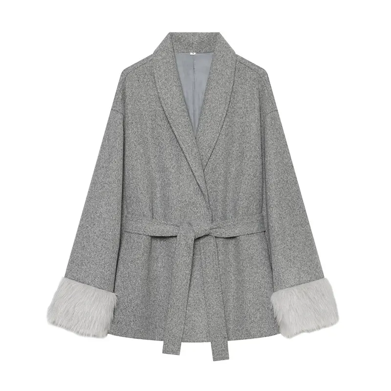 NLZGMSJ Women High Street Chic Belt Jackets Solid Long Sleeve Covered Loose Coats New Fashion 2026 Autumn Outwears