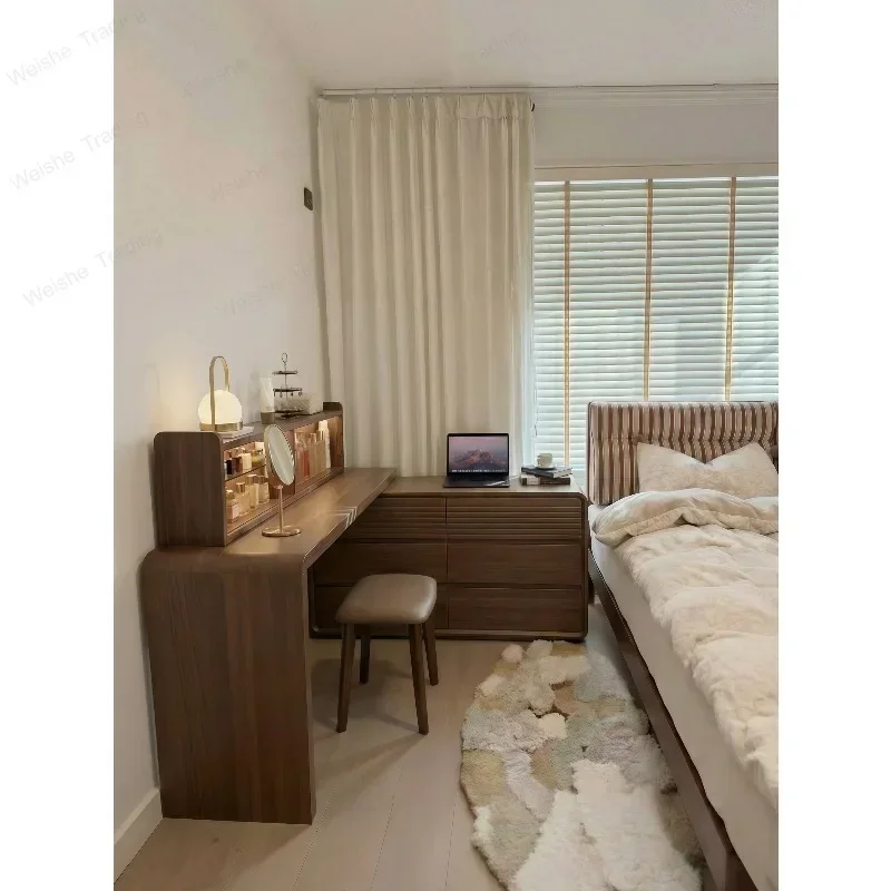 Corner dresser, bedside table, integrated bedroom, semi-surrounded solid wood dressing table, storage cabinet, storage cabinet