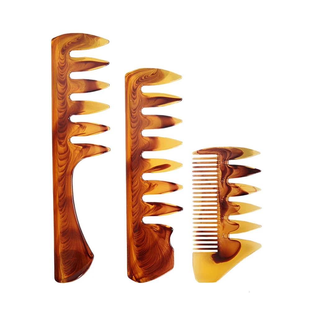 

3PCS Amber Oiled Hair Comb Professional Man Combs Smooth Massage Fork Spray Scalp Protector Hairdressing Accessories