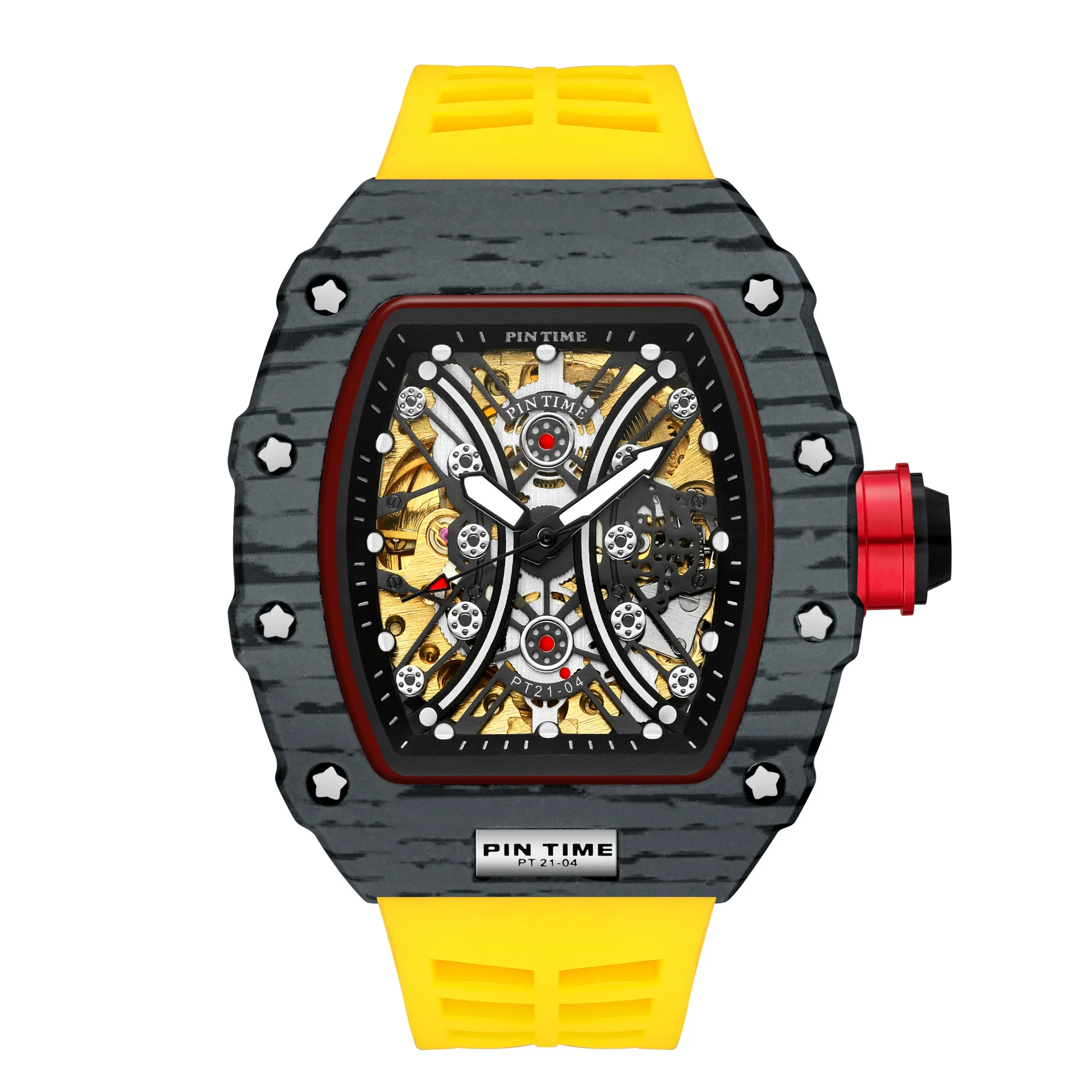 Fashion Mechanical Man Watches Classic RM Desgin Automatic Visable Wristwatch Causal Men Watch Rubber Strap Belt