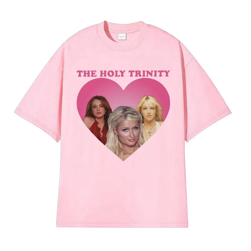 The Holy Trinity Britney Spears and Lindsay Lohan T-Shirt Men Women Clothing Fashion T-shirts Harajuku Retro 100% Cotton T Shirt