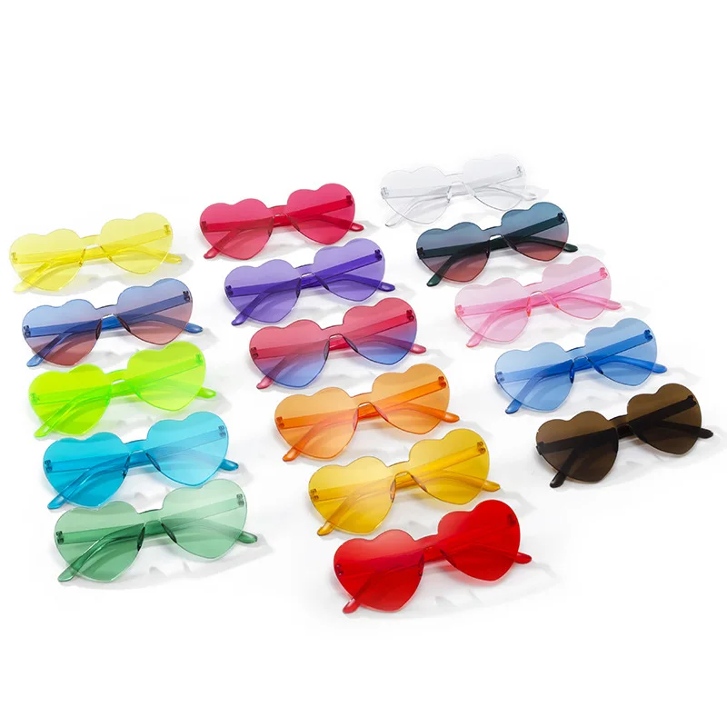 Thick piece peach heart sunglasses frameless heart shaped party glasses