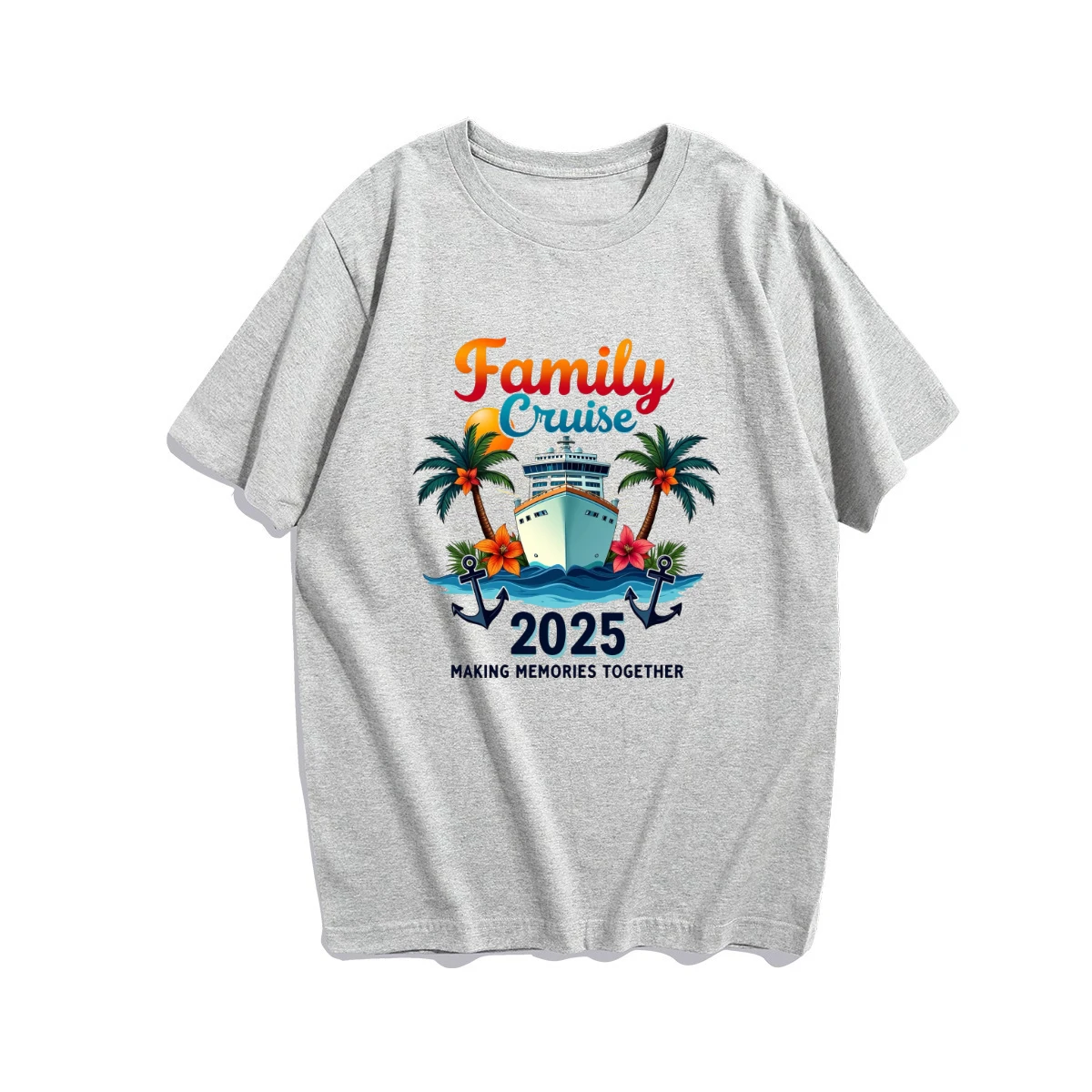 

Summer Cotton High-quality Coconut Tree Printing Short-sleeved T-shirt 2025 New Casual Men's and Women's Same Short-sleeved Top
