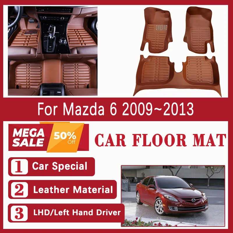 

3PCS Car Floor Mats For Mazda 6 Mazda6 GH1 GH2 2009 2010 2011 2012 2013 Leather Foot Cover Left Hand Driver Pad Auto Accessories