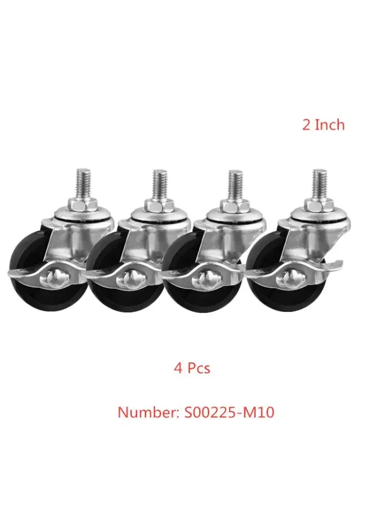 

4 Pcs/Lot 2 Inch Black Pp Screw Side Brake Caster M10 Thread With Lock Roller Clothing Display Frame Universal Wheel