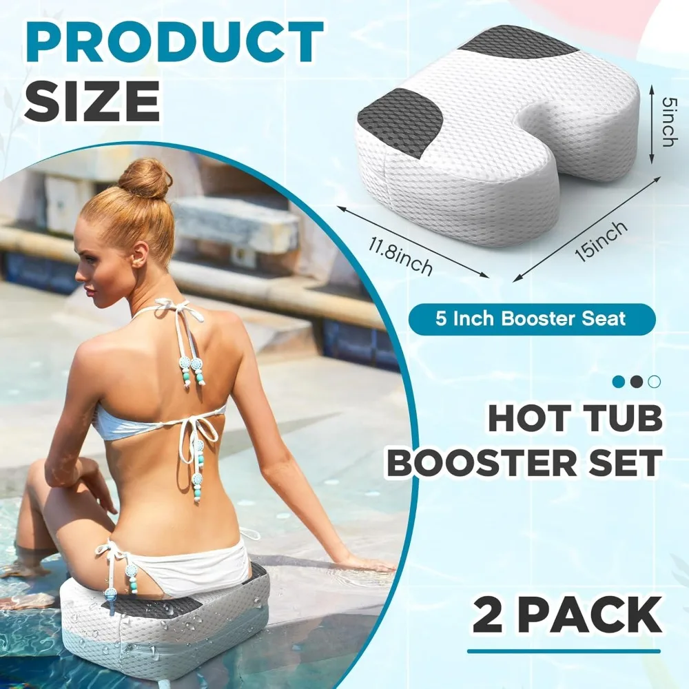 

2 Pcs Hot Tub Booster Seat Weighted Spa Bathtub Booster Inflatable Cushion Quick Dry Non Slip Bottom Portable Seat