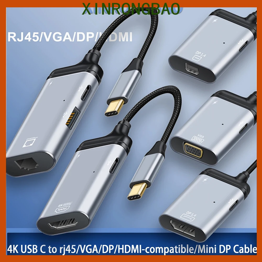 Высококачественный кабель с разъемами USB C и 4K типа C HDMI, совместимый с кабелем типа C для Mini DP VAG RJ45, адаптер PD, кабель для быстрой зарядки для MacBook Pro