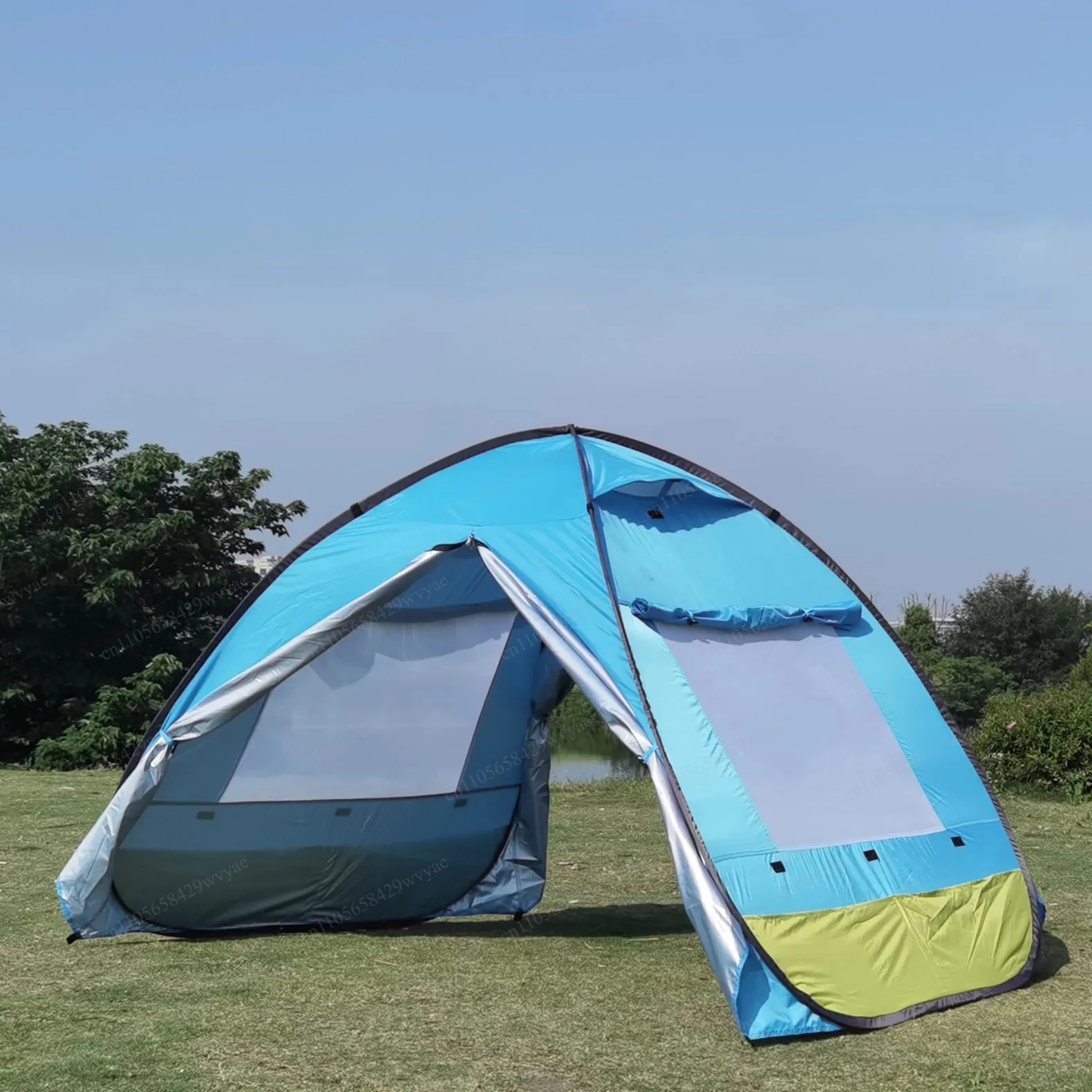 4 People Beach Sand Digging Sunscreen Bottomless Sunshade Tent Fully Automatic Quick Opening Free Tent