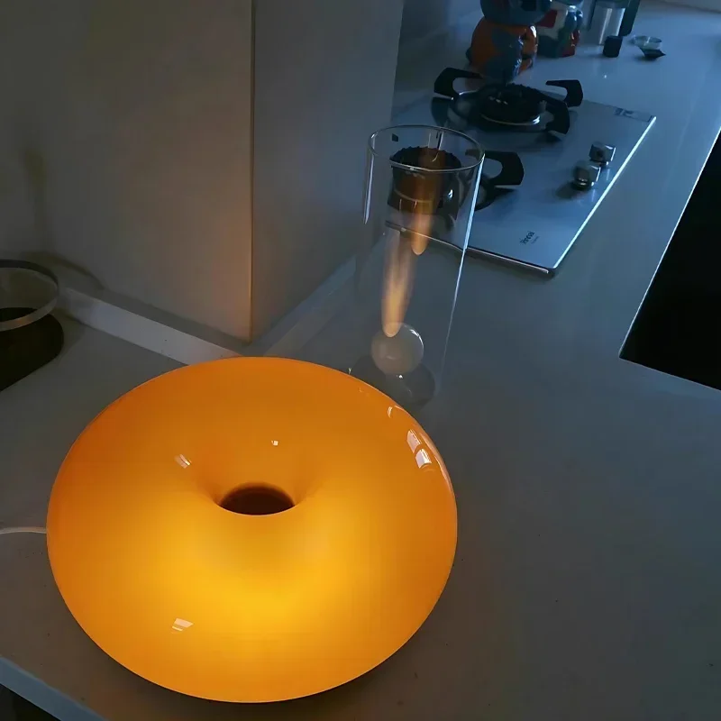 SANDYHA Bedside Night Lights Table Lamp Modern High-end Creative Decoration LED Light Atmosphere Glass Donut Lighting Fixtures