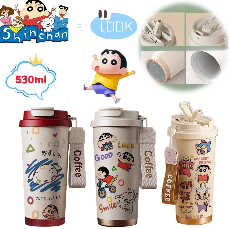 

Crayon Shin-chan Thermos Mug Creative High Value DIY Cartoon Print 316 Stainless Steel Student Portable Straight Body Straw Cup