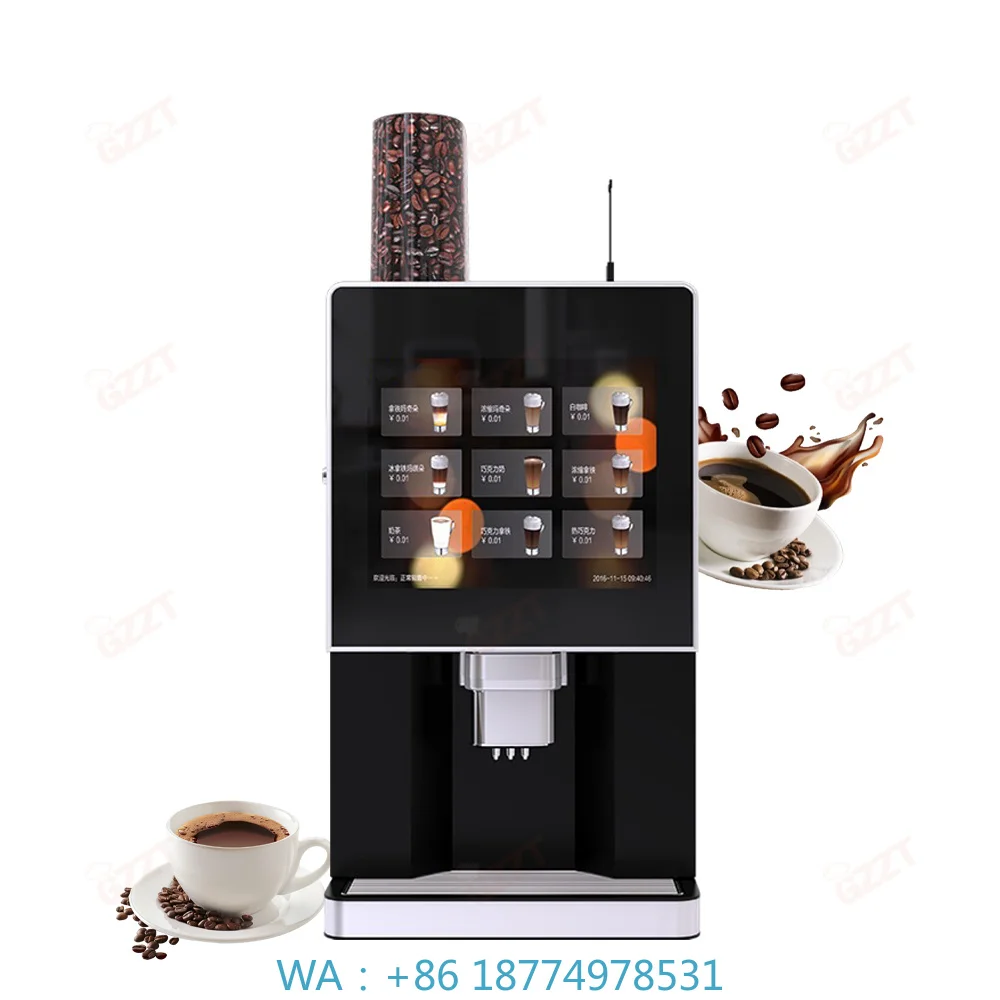 Self‑service Instant Coffee & Hot Chocolate Dispensing Maker, Multiple 17 Touch Screen for Commercial Cafe Hot Drinks Serving
